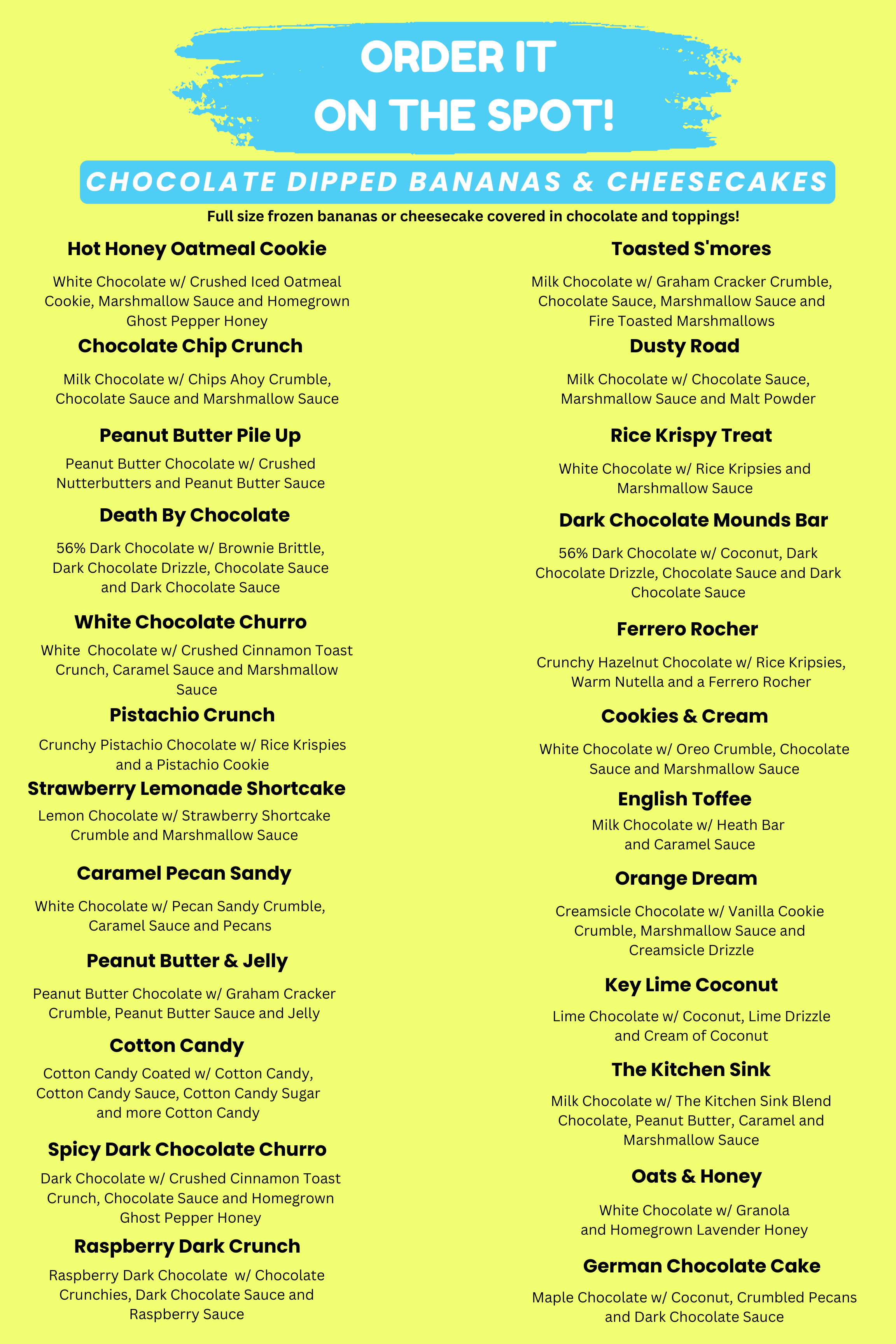 Menu | The Original Banana Company